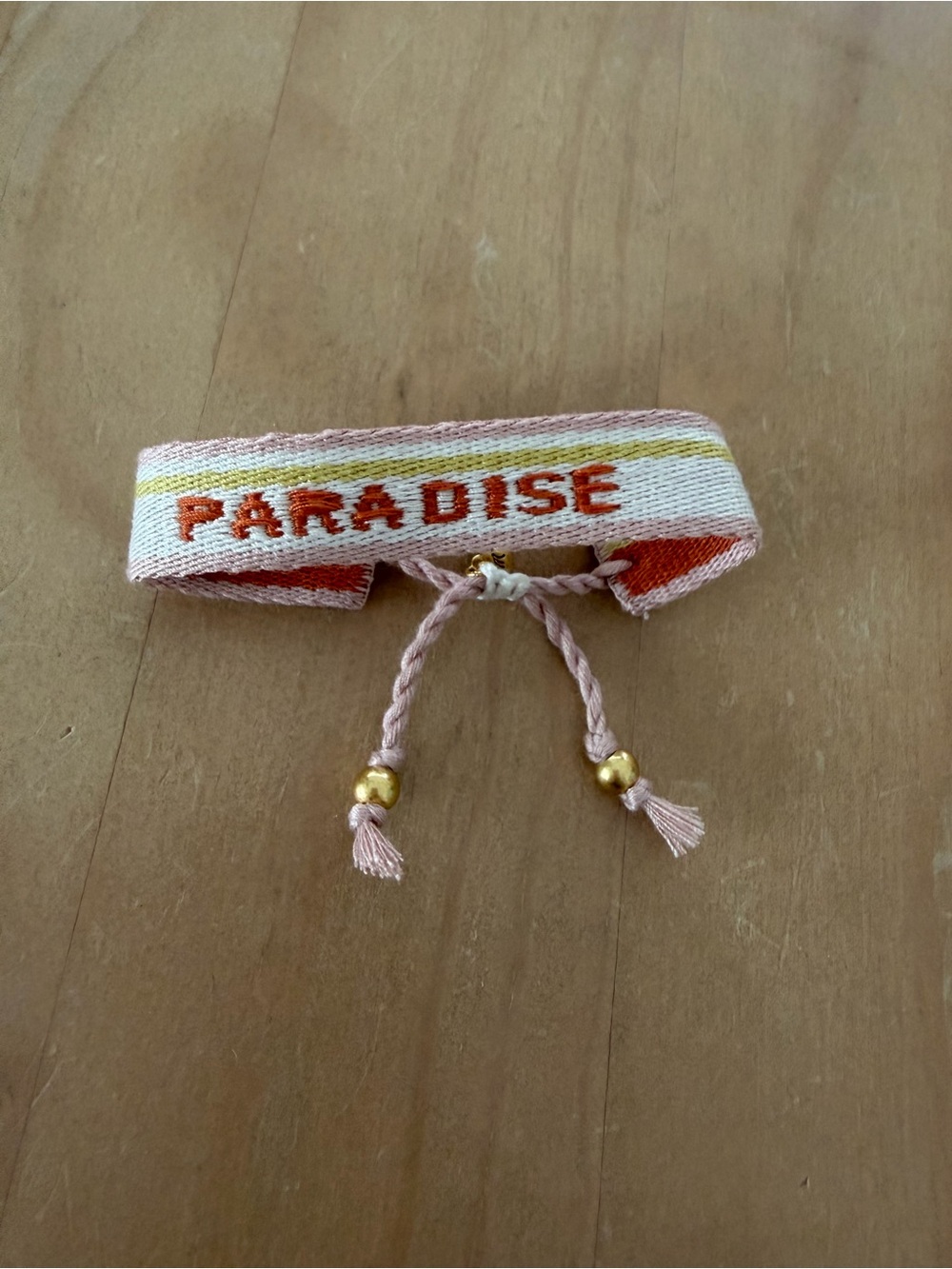 Madewell embroidered PARADISE' Woven Friendship Bracelet